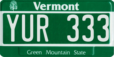 VT license plate YUR333