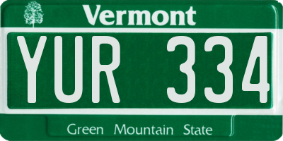 VT license plate YUR334