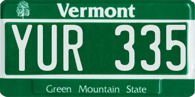 VT license plate YUR335