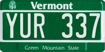 VT license plate YUR337
