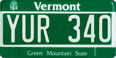 VT license plate YUR340