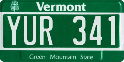 VT license plate YUR341