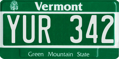 VT license plate YUR342