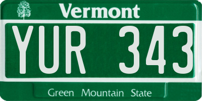 VT license plate YUR343