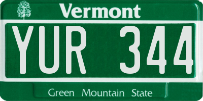 VT license plate YUR344