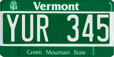 VT license plate YUR345