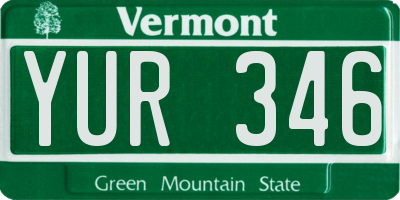 VT license plate YUR346