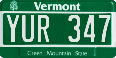 VT license plate YUR347