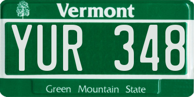 VT license plate YUR348
