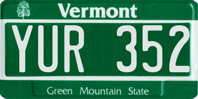 VT license plate YUR352