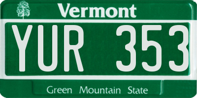 VT license plate YUR353