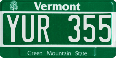VT license plate YUR355