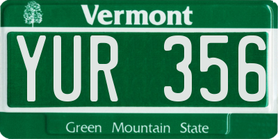 VT license plate YUR356