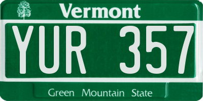 VT license plate YUR357