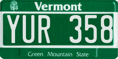 VT license plate YUR358