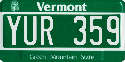 VT license plate YUR359
