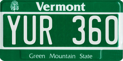 VT license plate YUR360