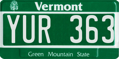VT license plate YUR363