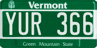 VT license plate YUR366