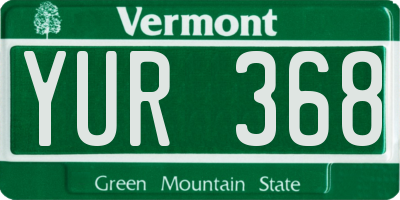 VT license plate YUR368
