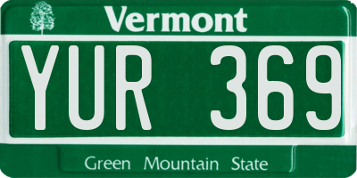 VT license plate YUR369
