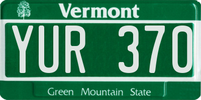 VT license plate YUR370