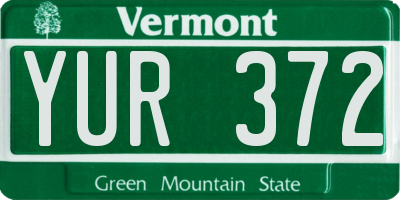 VT license plate YUR372