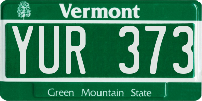 VT license plate YUR373