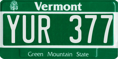 VT license plate YUR377