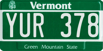 VT license plate YUR378