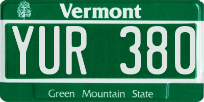 VT license plate YUR380