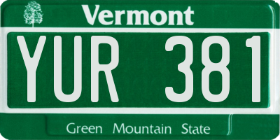 VT license plate YUR381