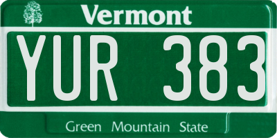 VT license plate YUR383