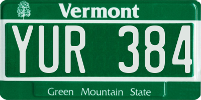 VT license plate YUR384