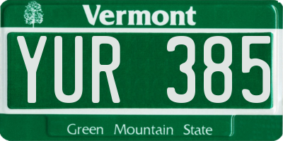 VT license plate YUR385