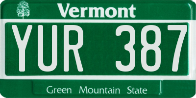 VT license plate YUR387