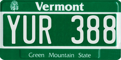 VT license plate YUR388