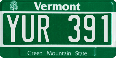 VT license plate YUR391
