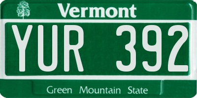 VT license plate YUR392