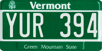 VT license plate YUR394