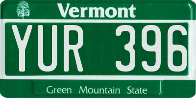 VT license plate YUR396