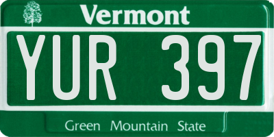 VT license plate YUR397