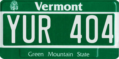 VT license plate YUR404