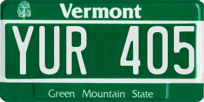 VT license plate YUR405