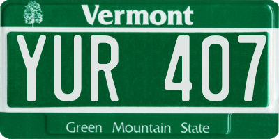 VT license plate YUR407