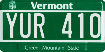 VT license plate YUR410