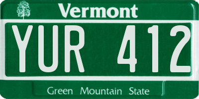 VT license plate YUR412