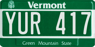 VT license plate YUR417