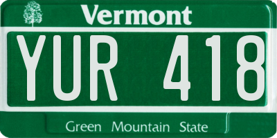 VT license plate YUR418