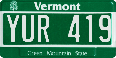 VT license plate YUR419